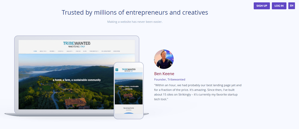 Mobile marketing with Strikingly