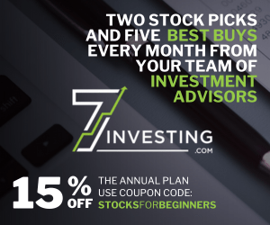 Two Stock Picks and Five Best Buys every month from your team of investment advisors.. 7investing 15% off the annual plan use coupon code stocksforbeginners Two Stock Picks and Five Best Buys every month from your team of investment advisors.. 7investing 15% off the annual plan use coupon code stocksforbeginners