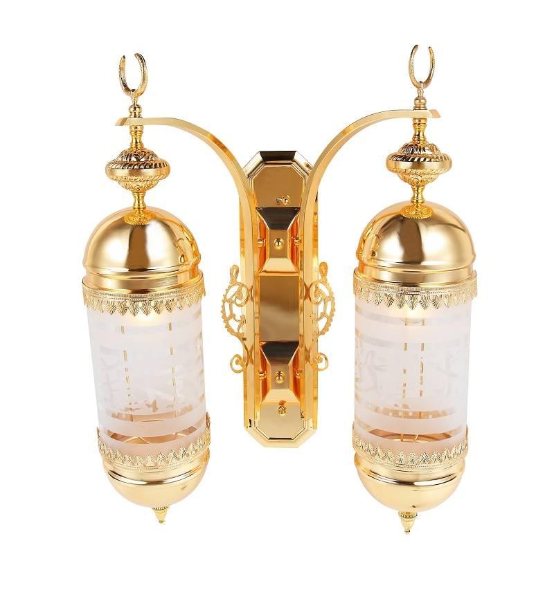 Double-arm gold wall light for prayer hall Double-arm gold wall light for prayer hall