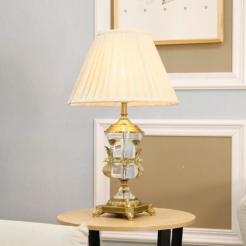 Elegant brass and crystal table lamp for warm family room lighting Elegant brass and crystal table lamp for warm family room lighting
