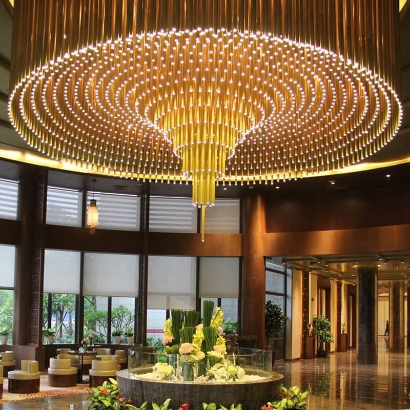 Minimalist aluminum LED tube chandelier for contemporary hotel lobby Minimalist aluminum LED tube chandelier for contemporary hotel lobby