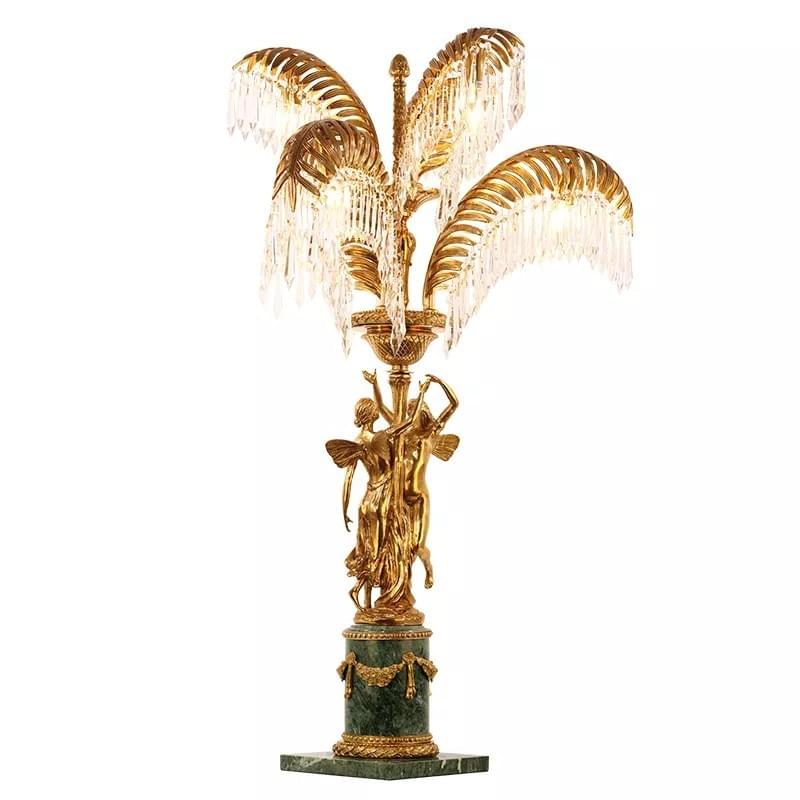 Antique French style brass table lamp with palm leaf design for classic interiors Antique French style brass table lamp with palm leaf design for classic interiors