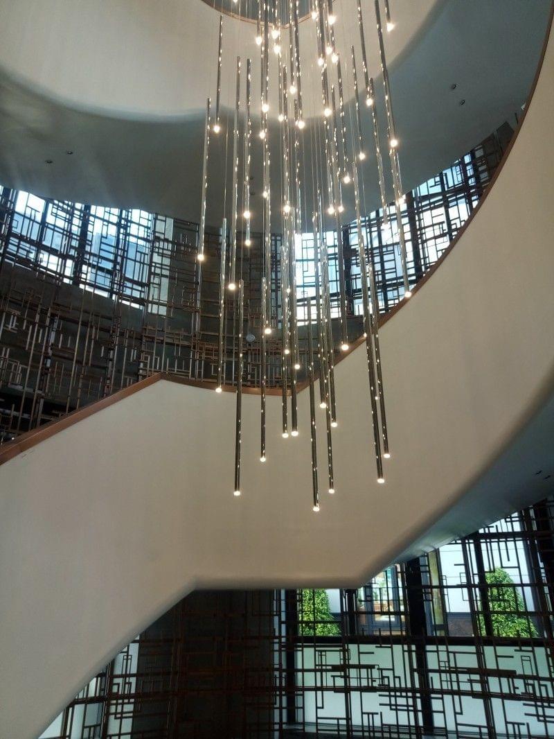 Custom chandelier for high-ceiling staircase Custom chandelier for high-ceiling staircase