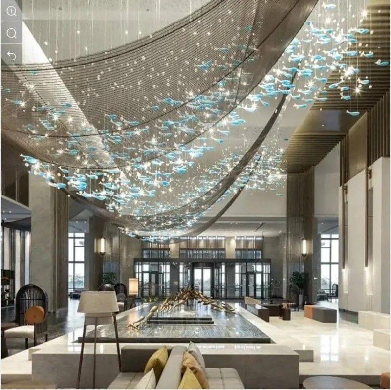 Underwater-themed glass bubble chandelier with floating effect Underwater-themed glass bubble chandelier with floating effect