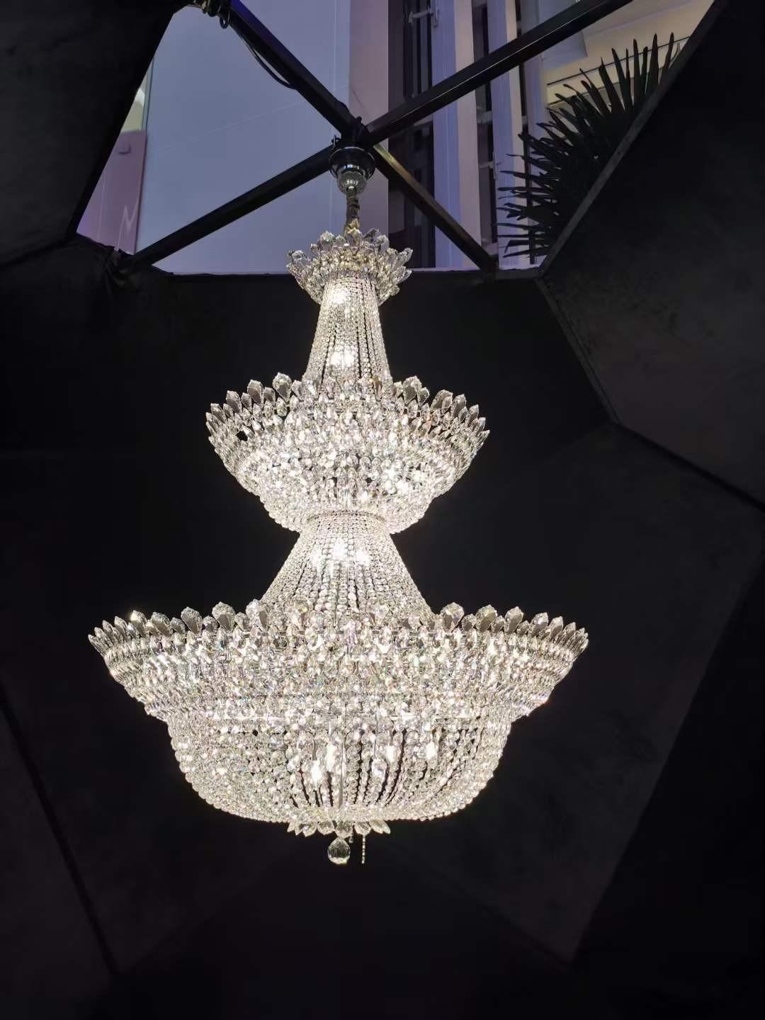 Silver finish empire chandelier with clear crystals Silver finish empire chandelier with clear crystals