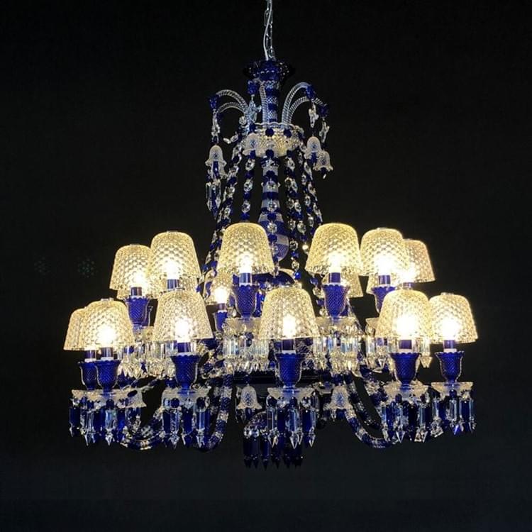 Elegant Zenith-inspired chandelier with blue crystals, perfect for galleries, event spaces, and upscale restaurants. Elegant Zenith-inspired chandelier with blue crystals, perfect for galleries, event spaces, and upscale restaurants.