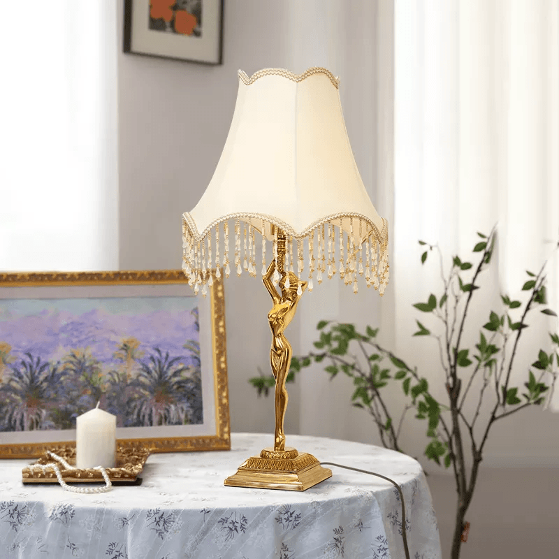 French style brass table lamp with goddess figure for classic interiors French style brass table lamp with goddess figure for classic interiors