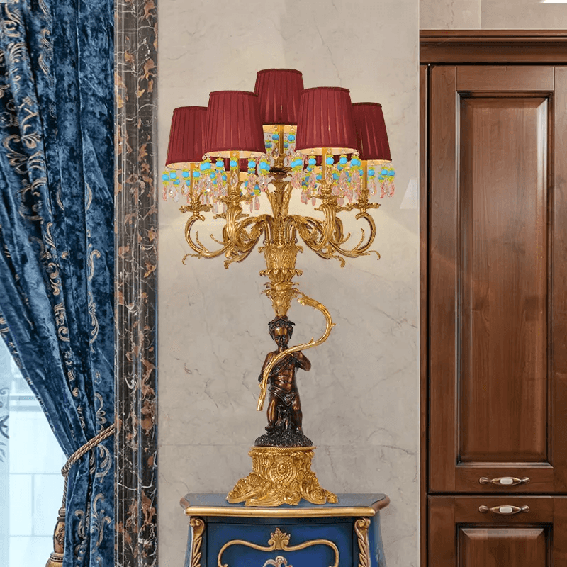 European antique large brass table lamp with 7 lights for classic interiors European antique large brass table lamp with 7 lights for classic interiors