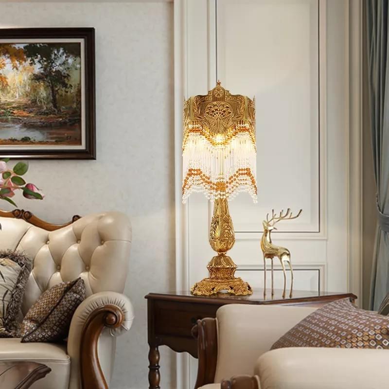 High-end antique brass table lamp for elegant bedroom décor and lighting High-end antique brass table lamp for elegant bedroom décor and lighting