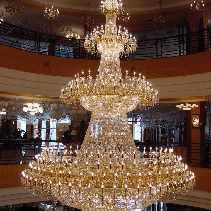 Custom gold empire crystal chandelier for luxury hotel lobby lighting Custom gold empire crystal chandelier for luxury hotel lobby lighting