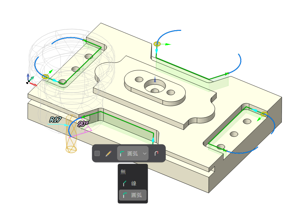 ENCY CAM 滑鼠控制圓弧進退刀 ENCY CAM 滑鼠控制圓弧進退刀