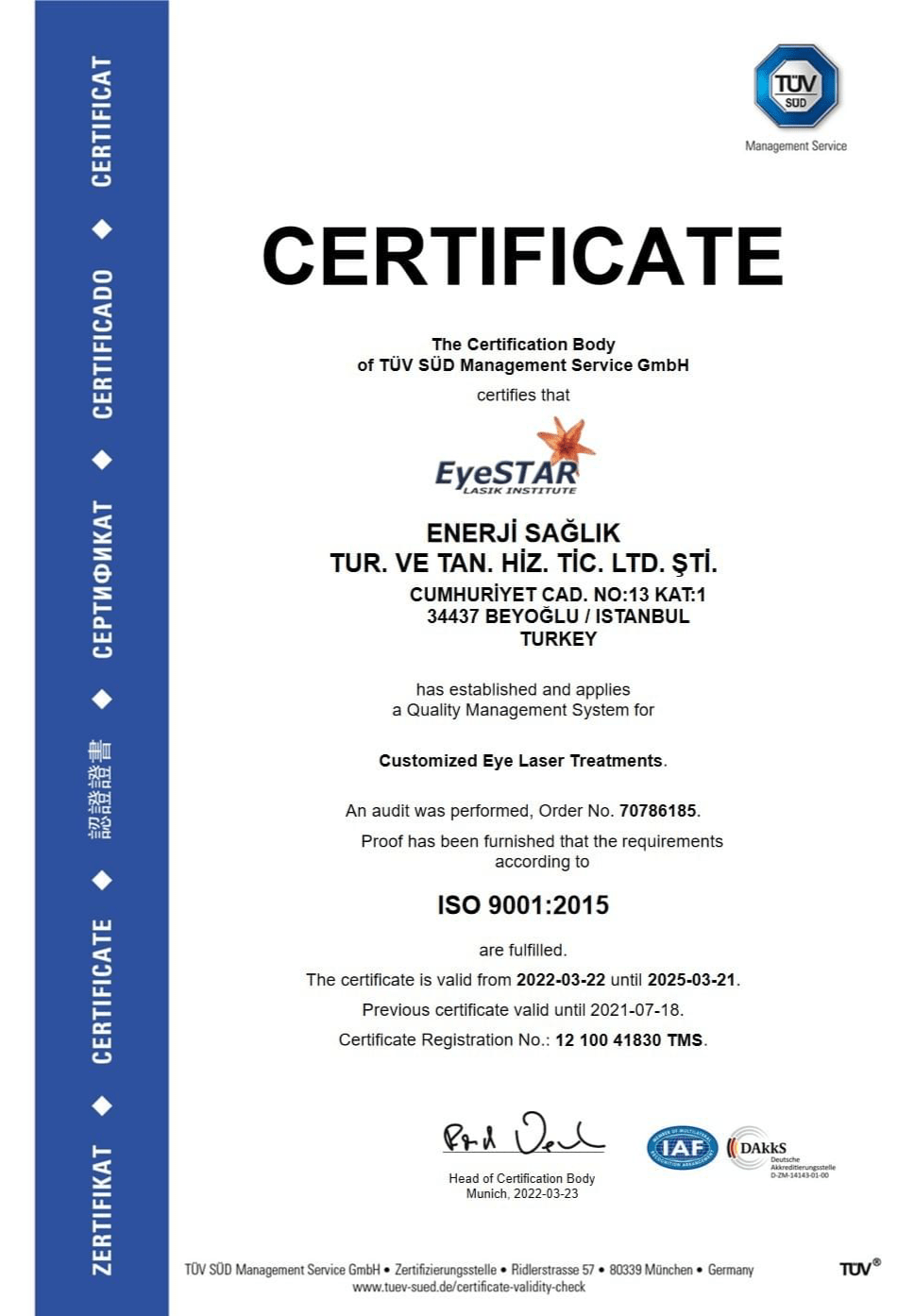 augenlaser behandlungen tut sud iso zertifikat augenlaser behandlungen tut sud iso zertifikat