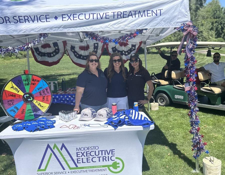 Modesto Executive Electric hole sponsorship booth with prize wheel at VBX Golf Tournament Modesto Executive Electric hole sponsorship booth with prize wheel at VBX Golf Tournament