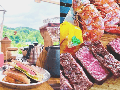 和心村の焚き火BBQで炭火を待ちながら食材を焼く時間 和心村の焚き火BBQで炭火を待ちながら食材を焼く時間