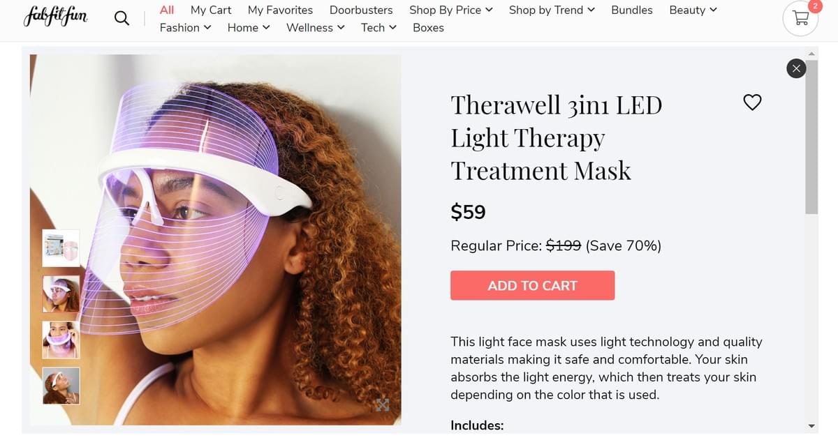 FabFitFun Therawell 3in1 LED Light Therapy Treatment Mask FabFitFun Therawell 3in1 LED Light Therapy Treatment Mask