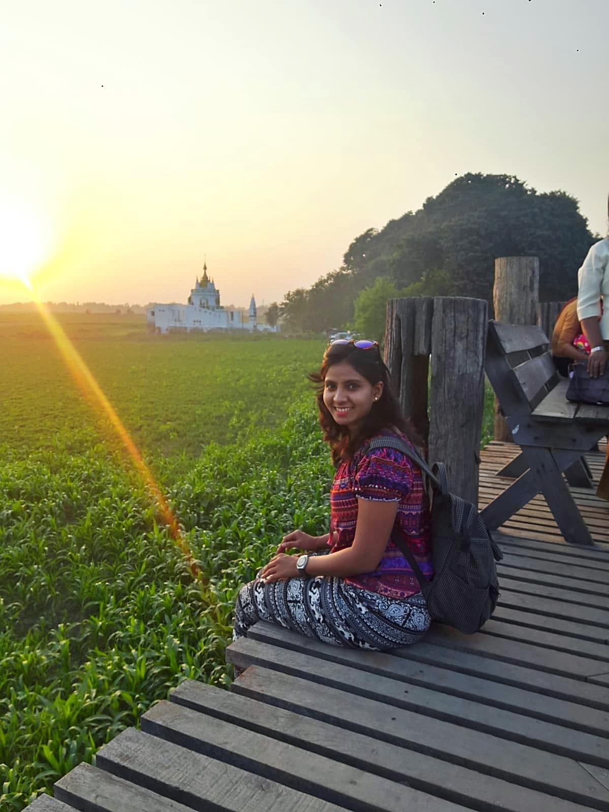 Posing at U Bein bridge, Amarapura, Mandalay, Myanmar Posing at U Bein bridge, Amarapura, Mandalay, Myanmar