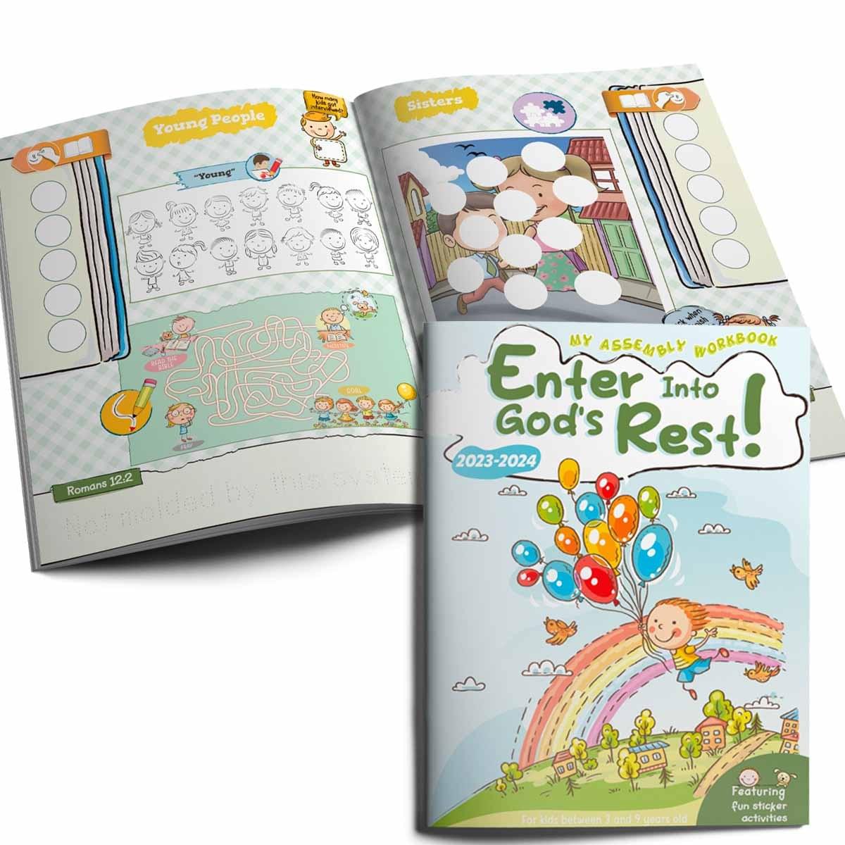 Children engaged at JW Assembly with 'Enter Into God's Rest' Activity Book Children engaged at JW Assembly with 'Enter Into God's Rest' Activity Book