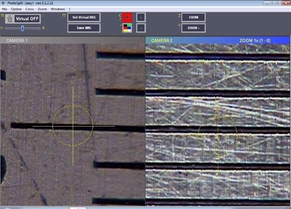 This is the gap of the concentricity: the right cross-hair has been adjusted to recover the misalignment This is the gap of the concentricity: the right cross-hair has been adjusted to recover the misalignment