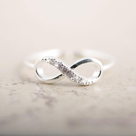 Rhinestone Silver Infinity Ring Personalized Jewelry Rhinestone Silver Infinity Ring Personalized Jewelry