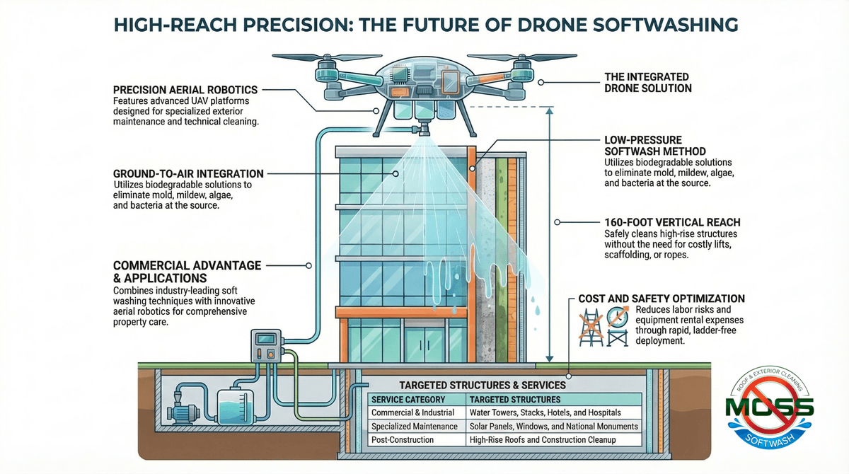 Drone No Moss Soft Wash Cleaning For Property management Drone No Moss Soft Wash Cleaning For Property management