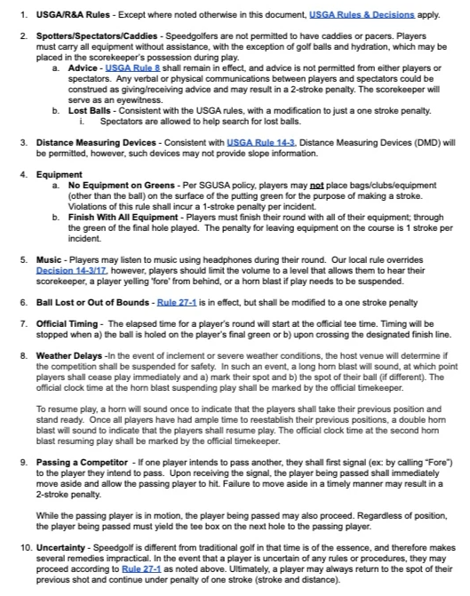 Official Rules of Speedgolf Official Rules of Speedgolf