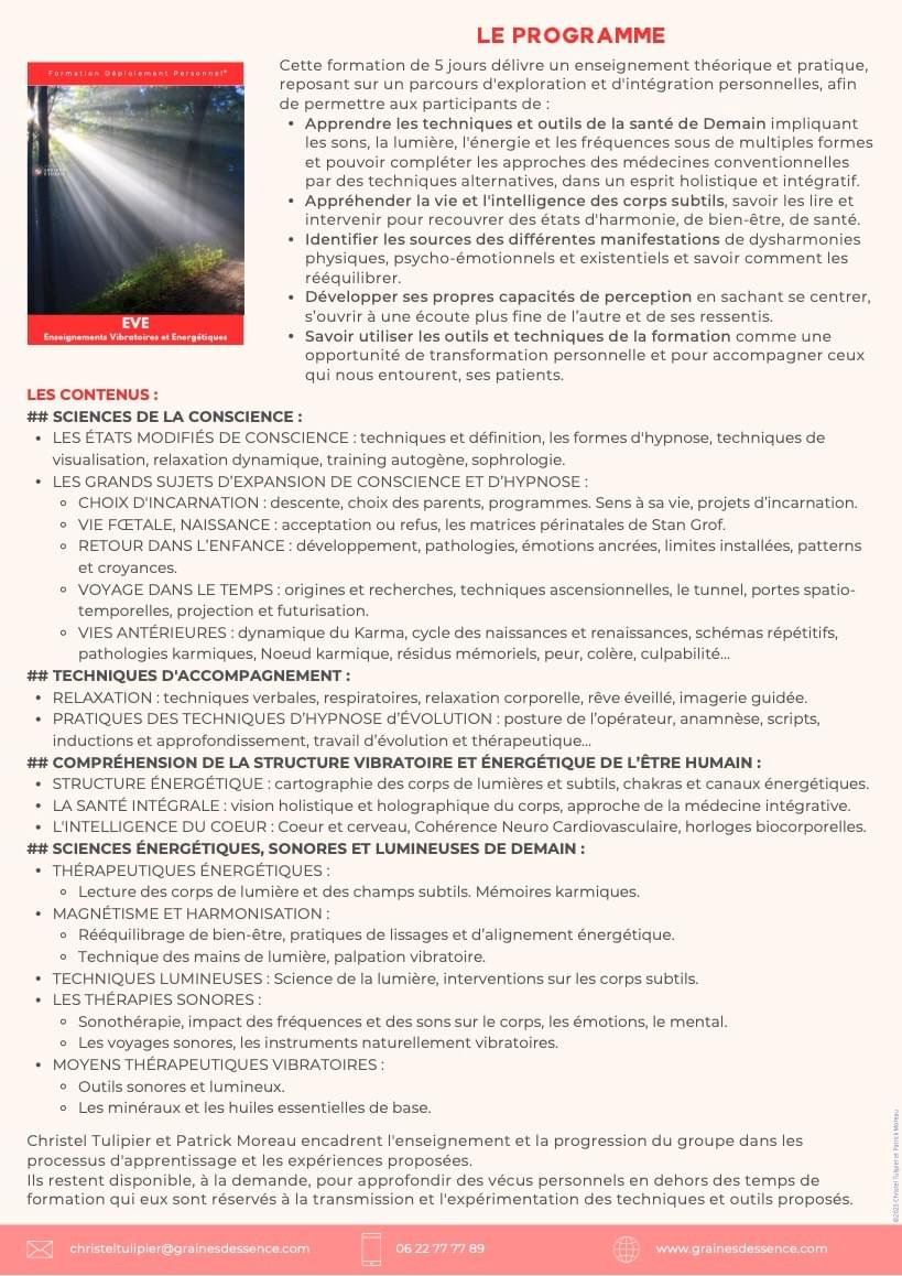 Formation EVE - du 17 au 21 octobre 2026 - Saint-Léger-en-Yvelines