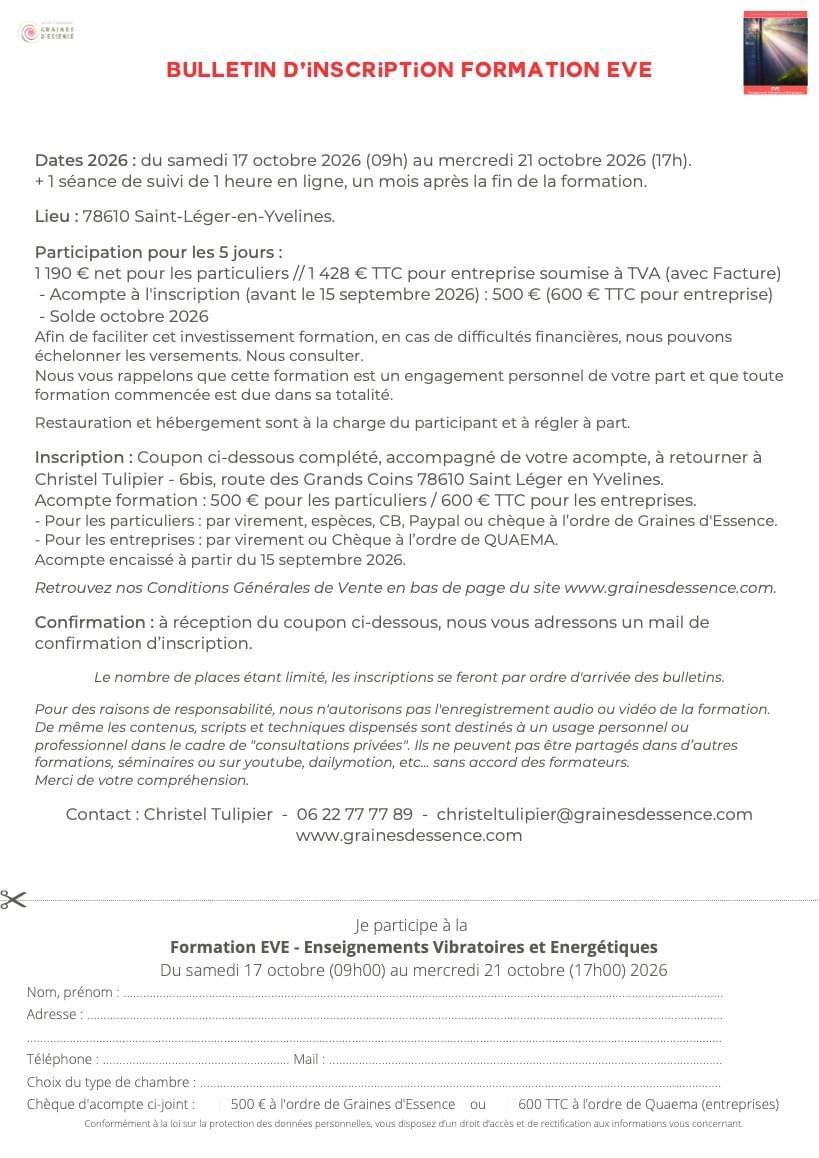 Formation EVE - du 17 au 21 octobre 2026 - Saint-Léger-en-Yvelines