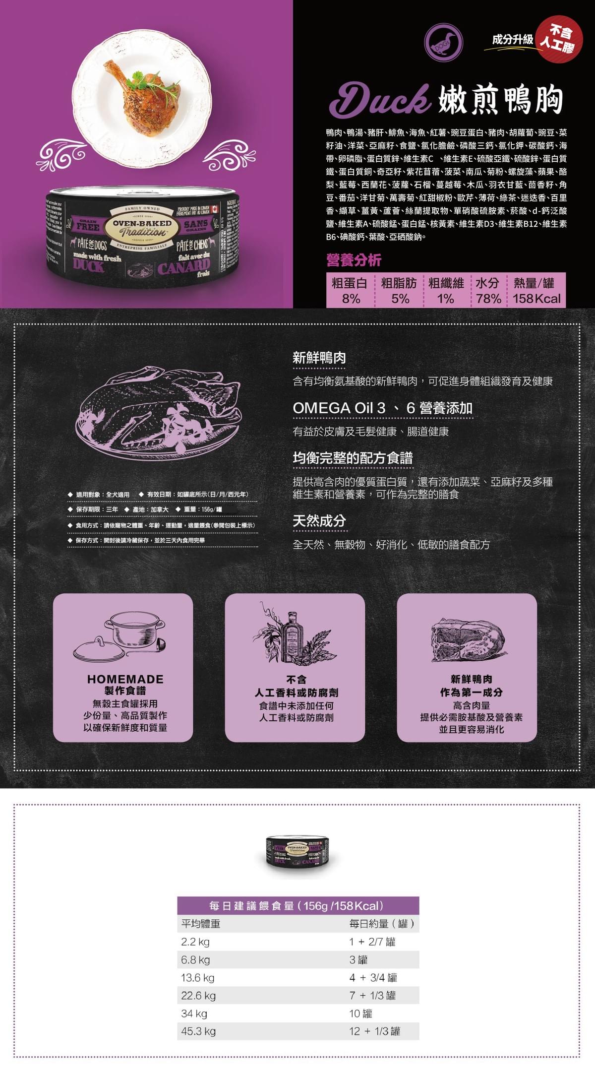 【烘焙客】無穀主食犬罐 嫩煎鴨胸