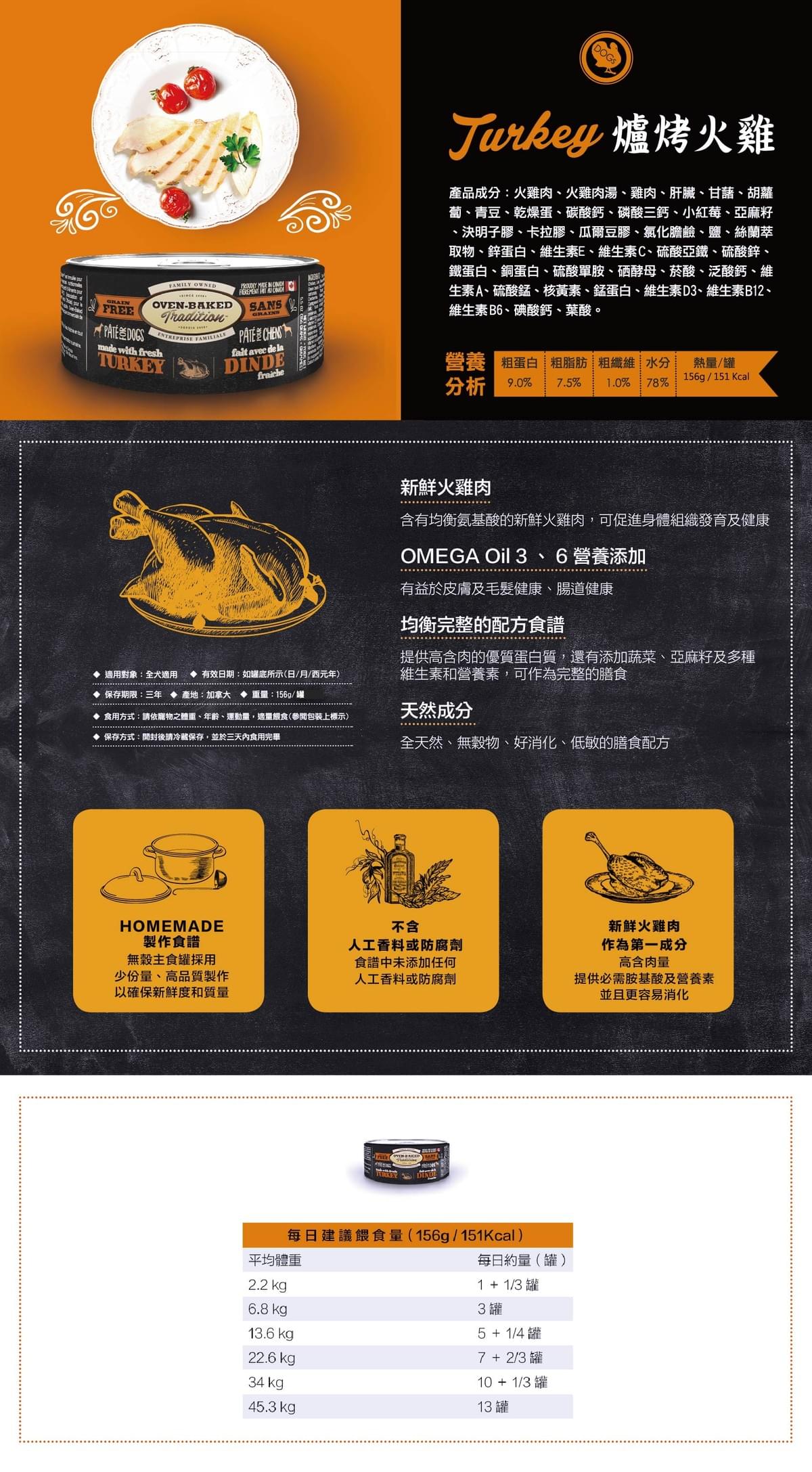 【烘焙客】無穀主食犬罐 爐烤火雞