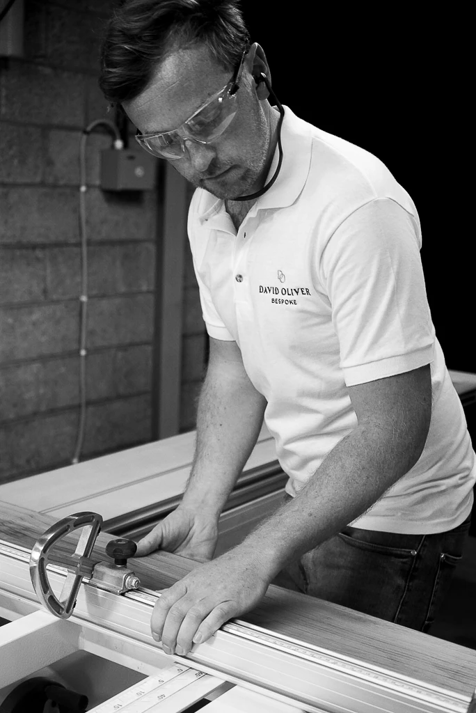 David Carpendale using panel saw to make furniture David Carpendale using panel saw to make furniture