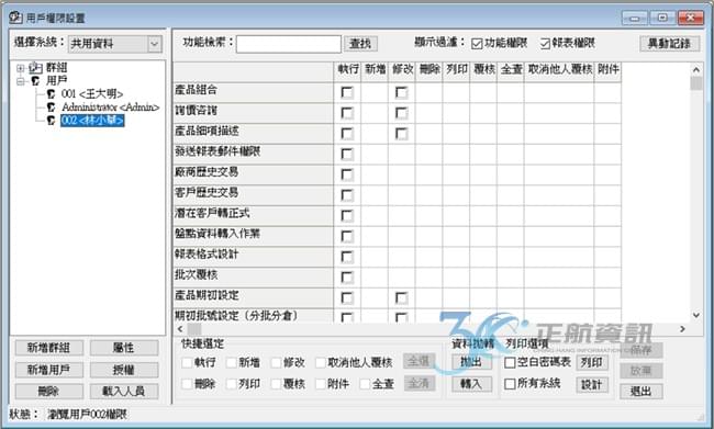 載入權限設置-用戶中 載入權限設置-用戶中