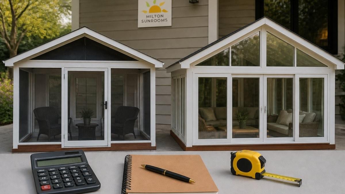 Comparison of screen porch vs. 3-season sunroom Comparison of screen porch vs. 3-season sunroom