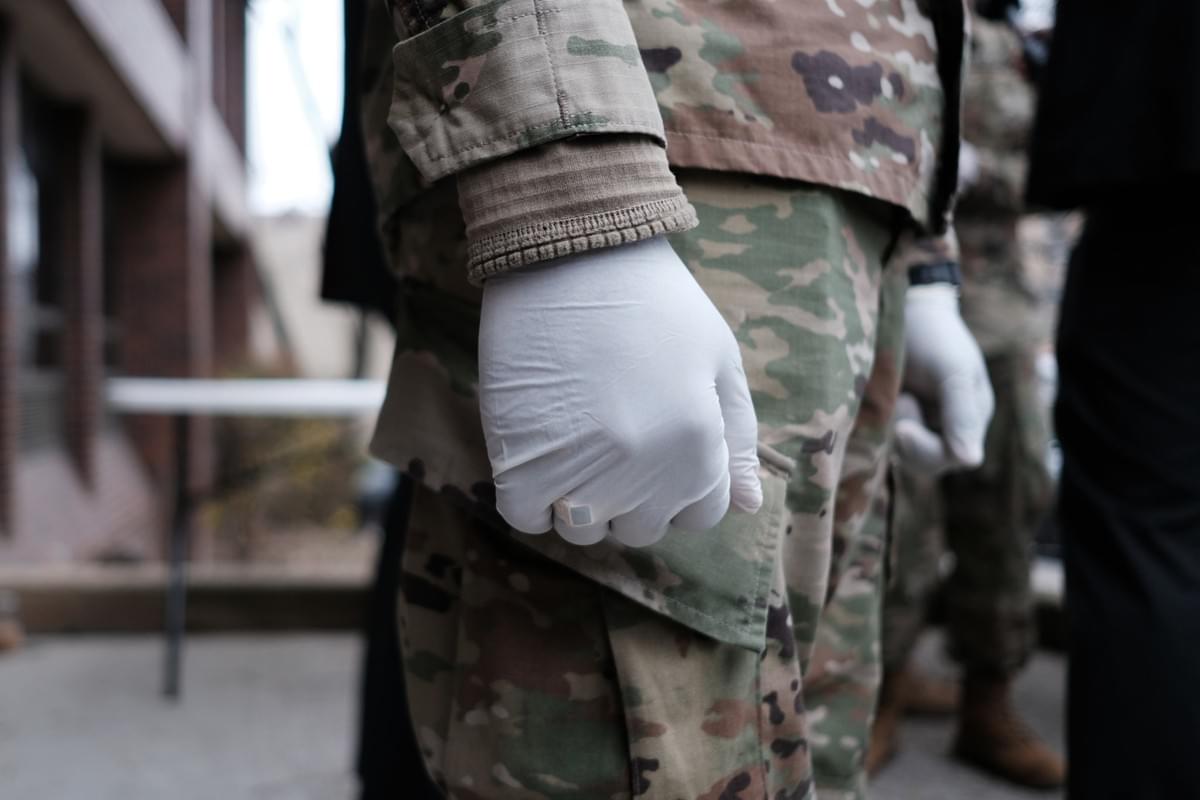 National Guard with protective equipment, NYT, March 2020 National Guard with protective equipment, NYT, March 2020