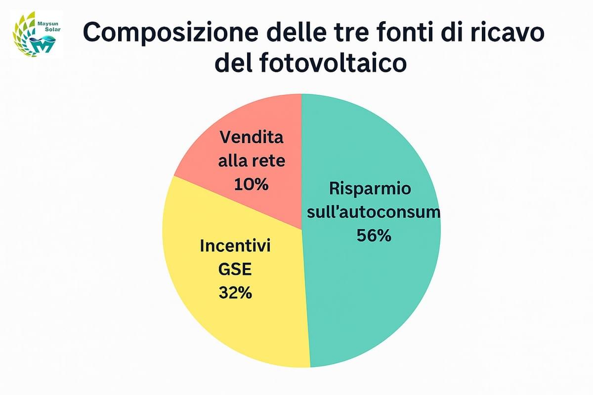 Composizione delle tre fonti di ricavo delfotovoltaico Composizione delle tre fonti di ricavo delfotovoltaico