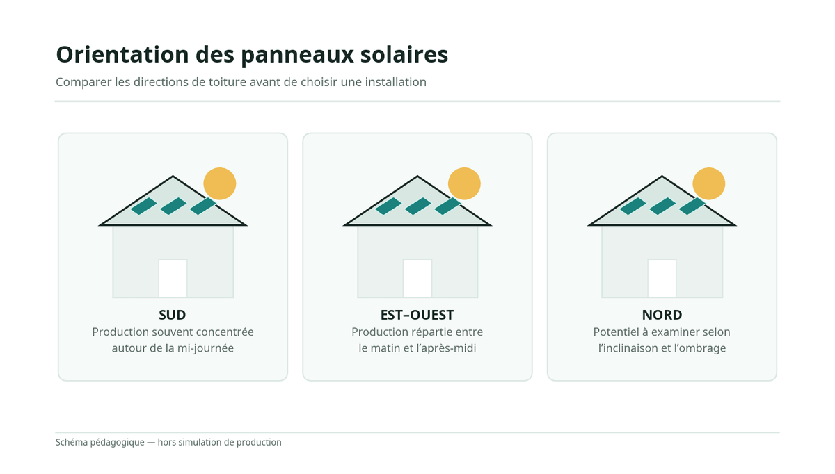 Orientation des panneaux solaires sud, est-ouest et nord Orientation des panneaux solaires sud, est-ouest et nord