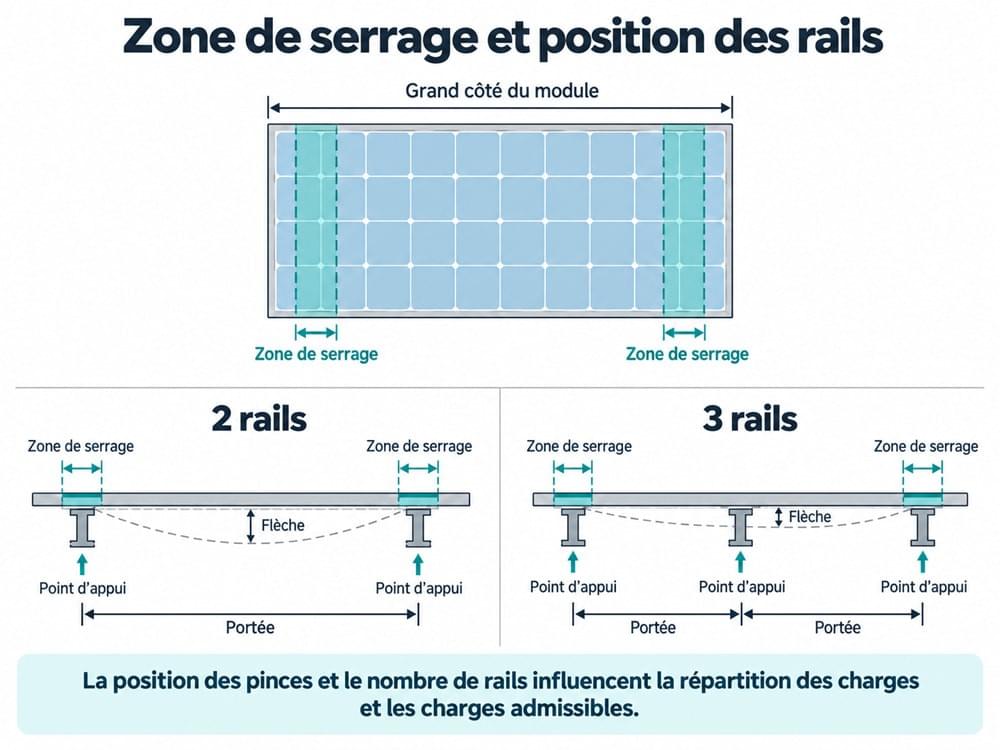 Zone de serrage et position des rails Zone de serrage et position des rails