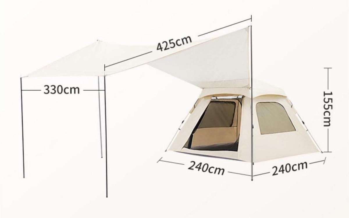 Good for 5-8 people tent and awning all in one for family