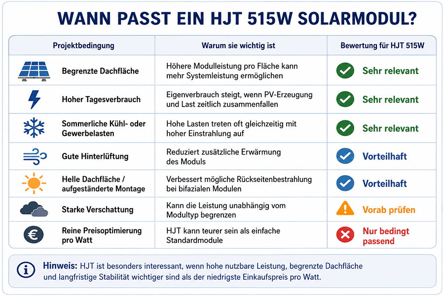 Einsatzbedingungen für HJT 515W Solarmodule Einsatzbedingungen für HJT 515W Solarmodule