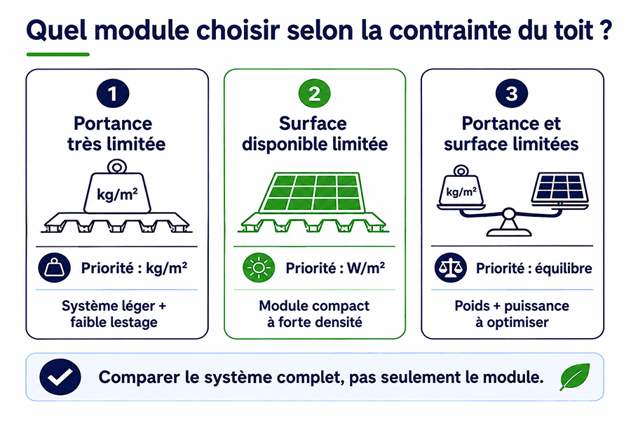 Choix de modules photovoltaïques selon la portance et la surface disponible d’une toiture industrielle Choix de modules photovoltaïques selon la portance et la surface disponible d’une toiture industrielle