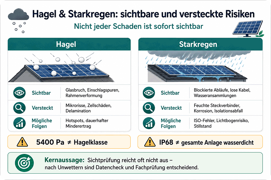 Checkliste zur sicheren Prüfung einer Photovoltaikanlage nach Hagel, Starkregen oder Extremhitze Checkliste zur sicheren Prüfung einer Photovoltaikanlage nach Hagel, Starkregen oder Extremhitze