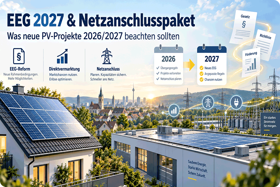 EEG 2027 und Netzanschlusspaket für neue Photovoltaikprojekte 2026 und 2027 EEG 2027 und Netzanschlusspaket für neue Photovoltaikprojekte 2026 und 2027