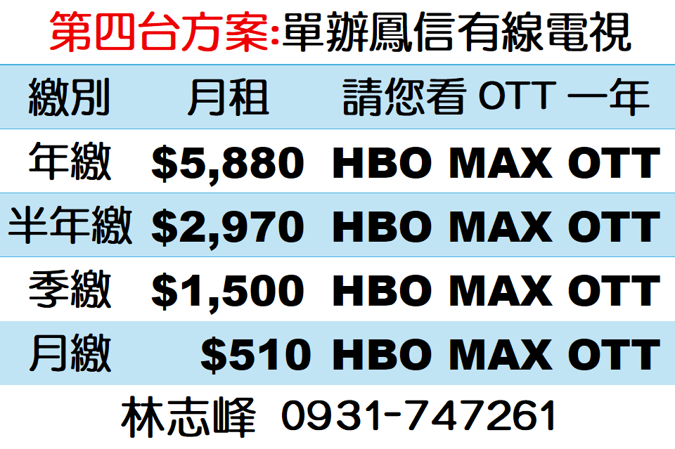 鳳信第四台費用 鳳信第四台費用