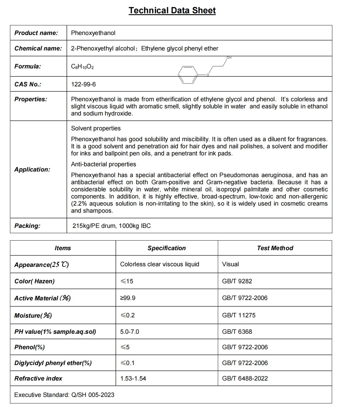 EPH, Phenoxyethanol, 2-Phenoxyethyl alcohol, Ethylene glycol phenyl ether