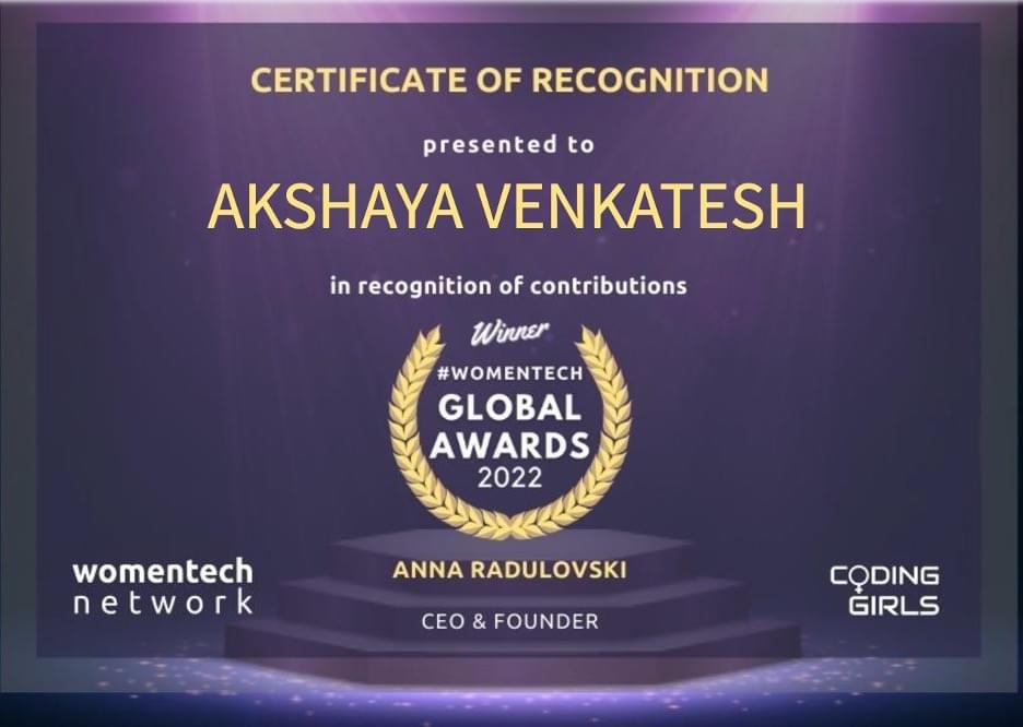 ⭐ WomenTech Community Award (Global TOP 10) ⭐ WomenTech Community Award (Global TOP 10)
