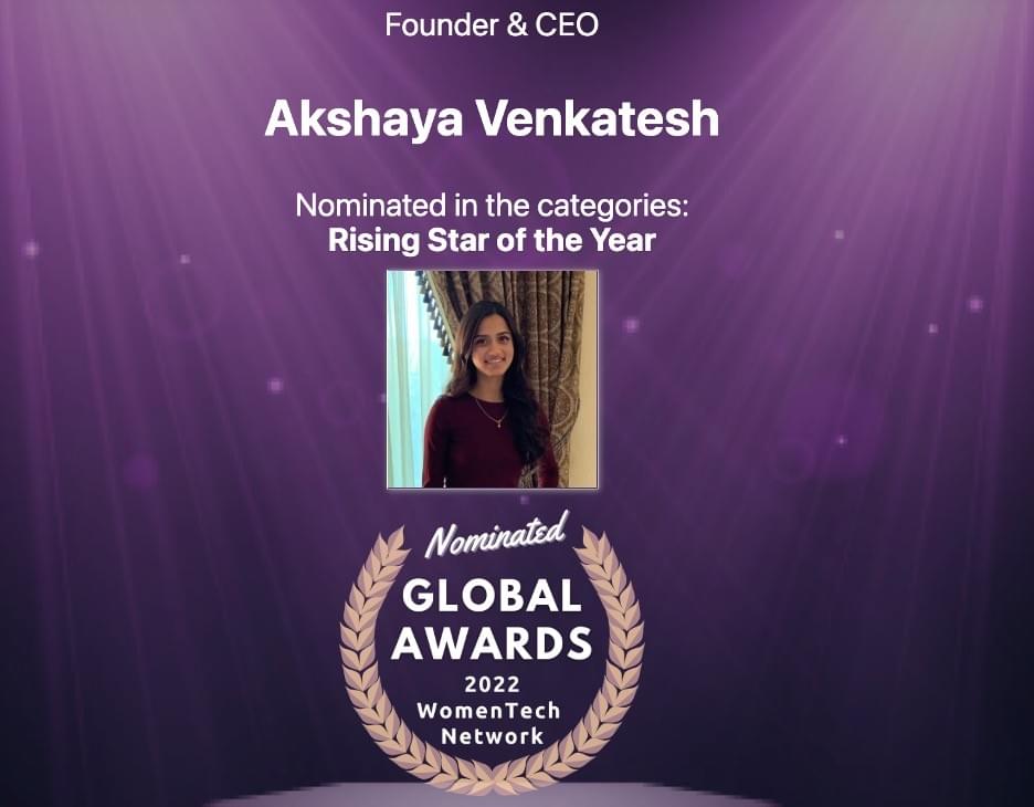Rising Star of the Year Nomination by WomenTech Rising Star of the Year Nomination by WomenTech