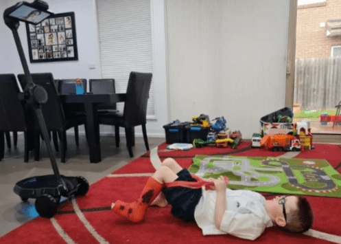 Telepresence robot helps treatment for a boy with disability Telepresence robot helps treatment for a boy with disability