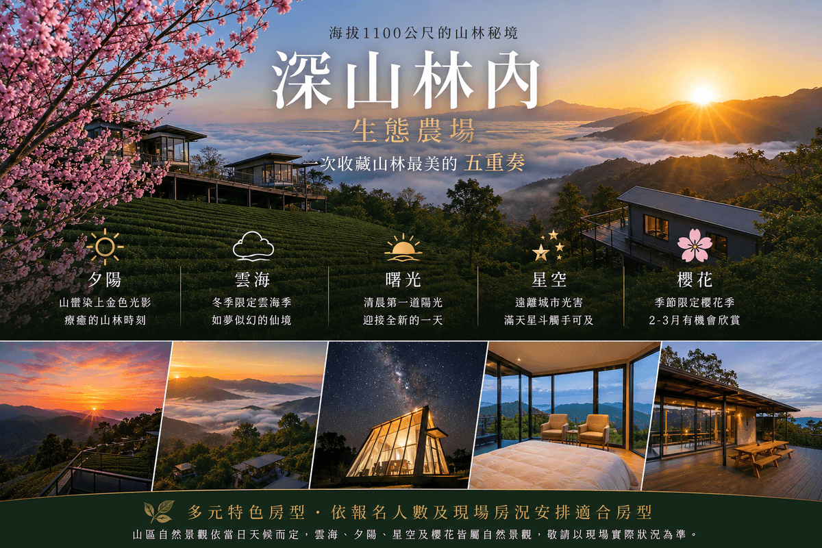南投秘境深山林內五重奏~浪漫櫻花季.夕陽日出星空.雲海茶園.歐風松濤園.春秋山林2日