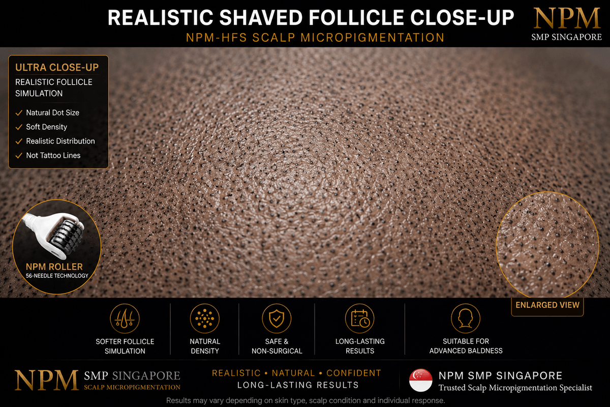 Close-up realistic shaved follicle simulation using NPM-HFS technology. Close-up realistic shaved follicle simulation using NPM-HFS technology.