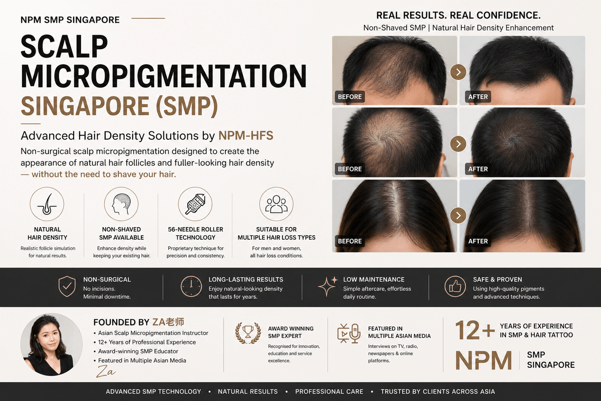 Scalp Micropigmentation (SMP) singapore NPM (Israel) hair follicle simulation technology HFS (patent registration number 61-561-949), NPM international quality inspection report Scalp Micropigmentation (SMP) singapore NPM (Israel) hair follicle simulation technology HFS (patent registration number 61-561-949), NPM international quality inspection report