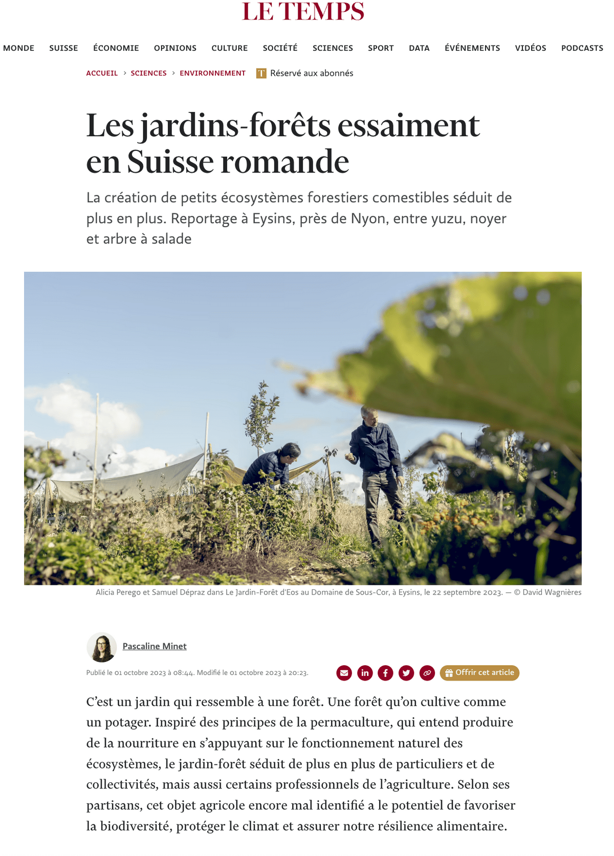 Le Temps, Pascaline Minet, science, article, photo David Wagnières Le Temps, Pascaline Minet, science, article, photo David Wagnières